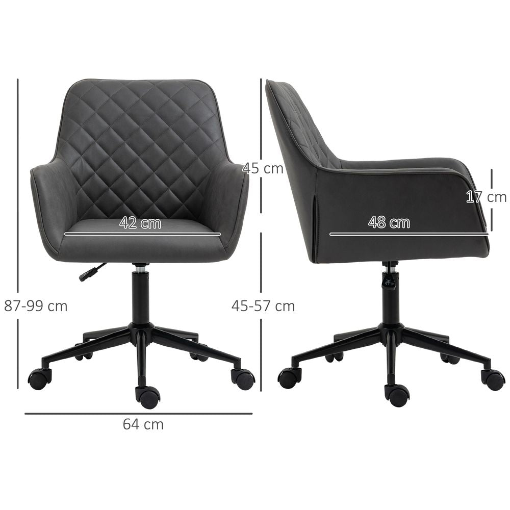 Argyle Office Chair Leather-Feel Fabric Home Study Leisure  Wheels Vinsetto - anydaydirect