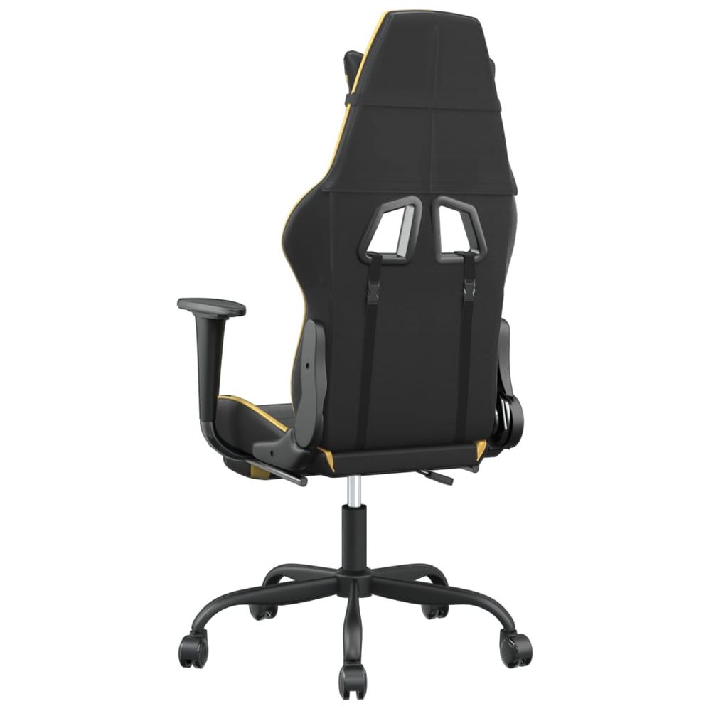 Massage Gaming Chair with Footrest Black&Gold Faux Leather - anydaydirect
