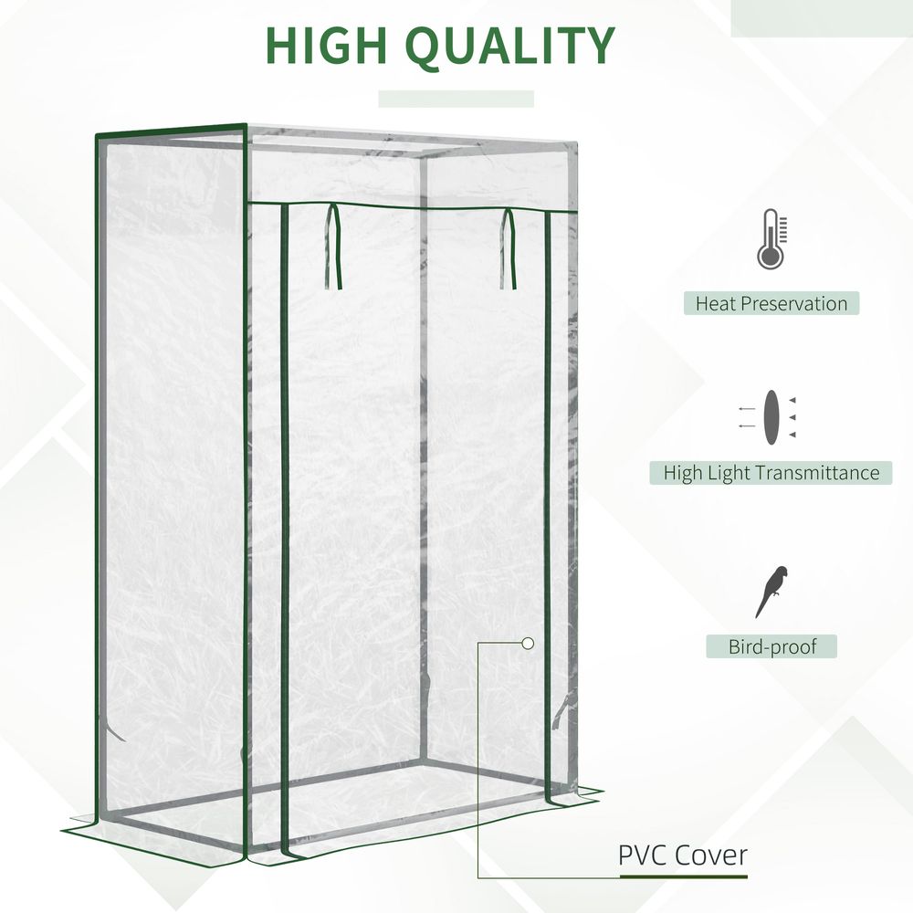 100x50x150cm Greenhouse Steel Frame PVC Cover with Roll-up Door Outdoor Green - anydaydirect