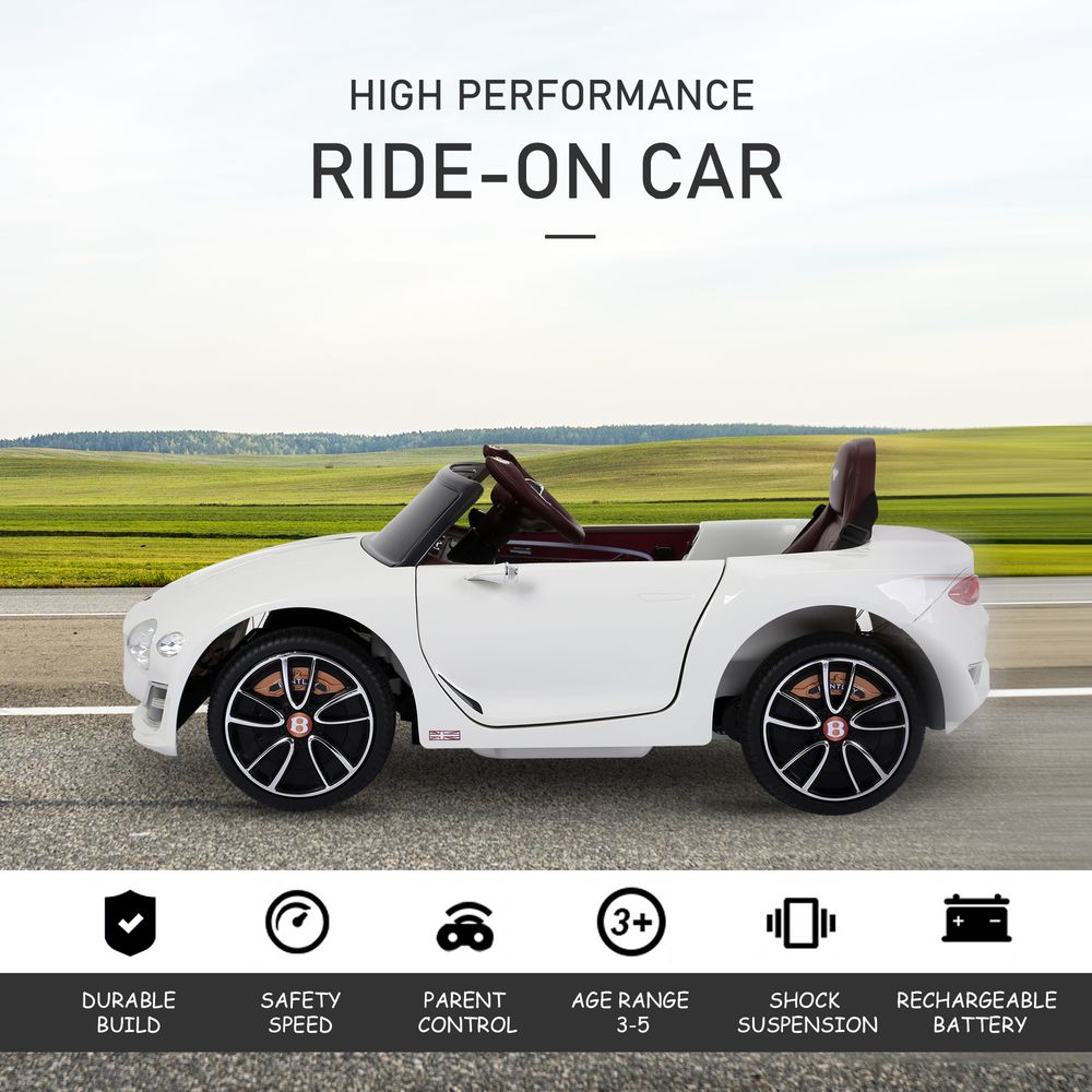 Electric Ride-on Car w/ LED Lights Music Parental Remote Control White HOMCOM - anydaydirect