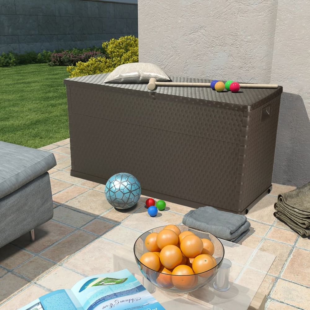 Garden Storage Box Brown 120x56x63 cm PP Rattan - anydaydirect