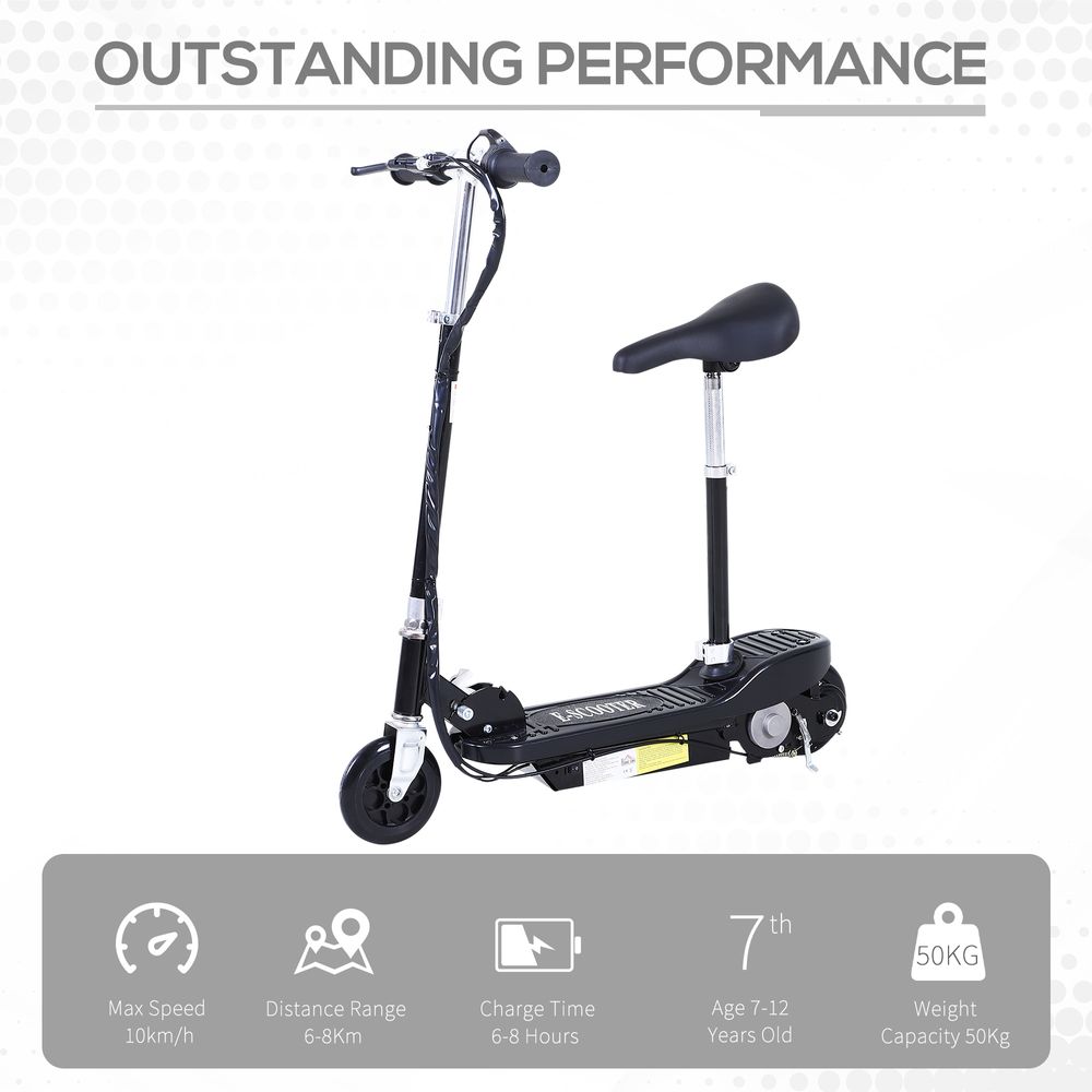 Kids Foldable Electric Powered Scooter 120W Toy Brake Kickstand Black HOMCOM - anydaydirect