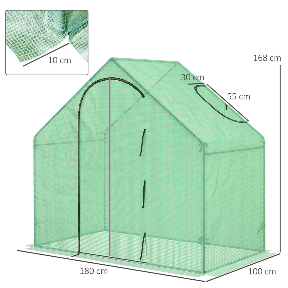 Outsunny Walk-In Portable Greenhouse Mini Grown House Steel Frame Window Green - anydaydirect