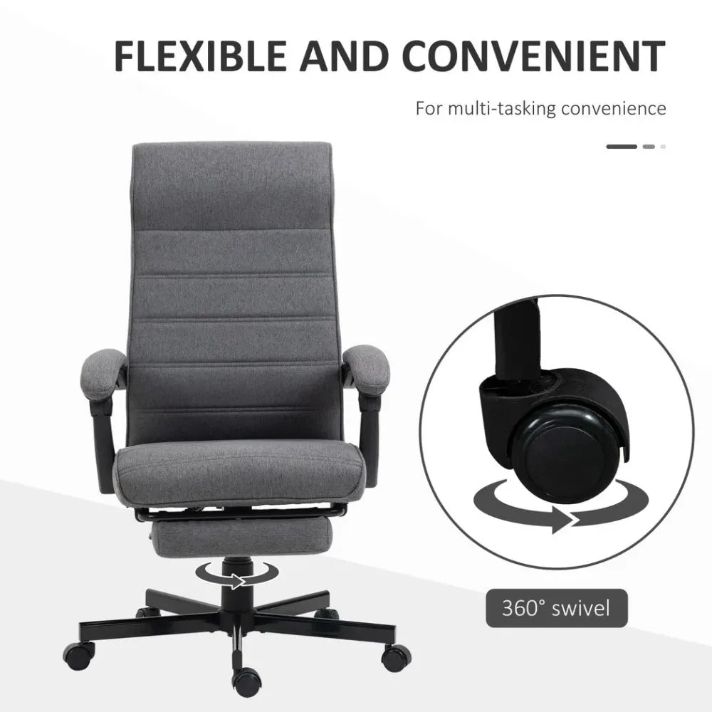 Home Office Chair High-Back Reclining Chair for Bedroom Study Living Room Grey - anydaydirect