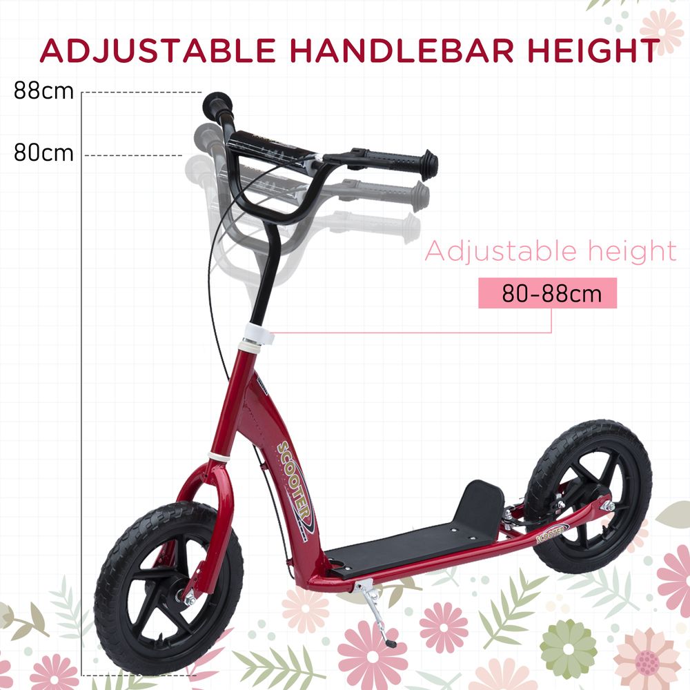 Push Scooter Teen Kids Stunt Bike Ride On with 12" EVA Tyres, Red HOMCOM - anydaydirect