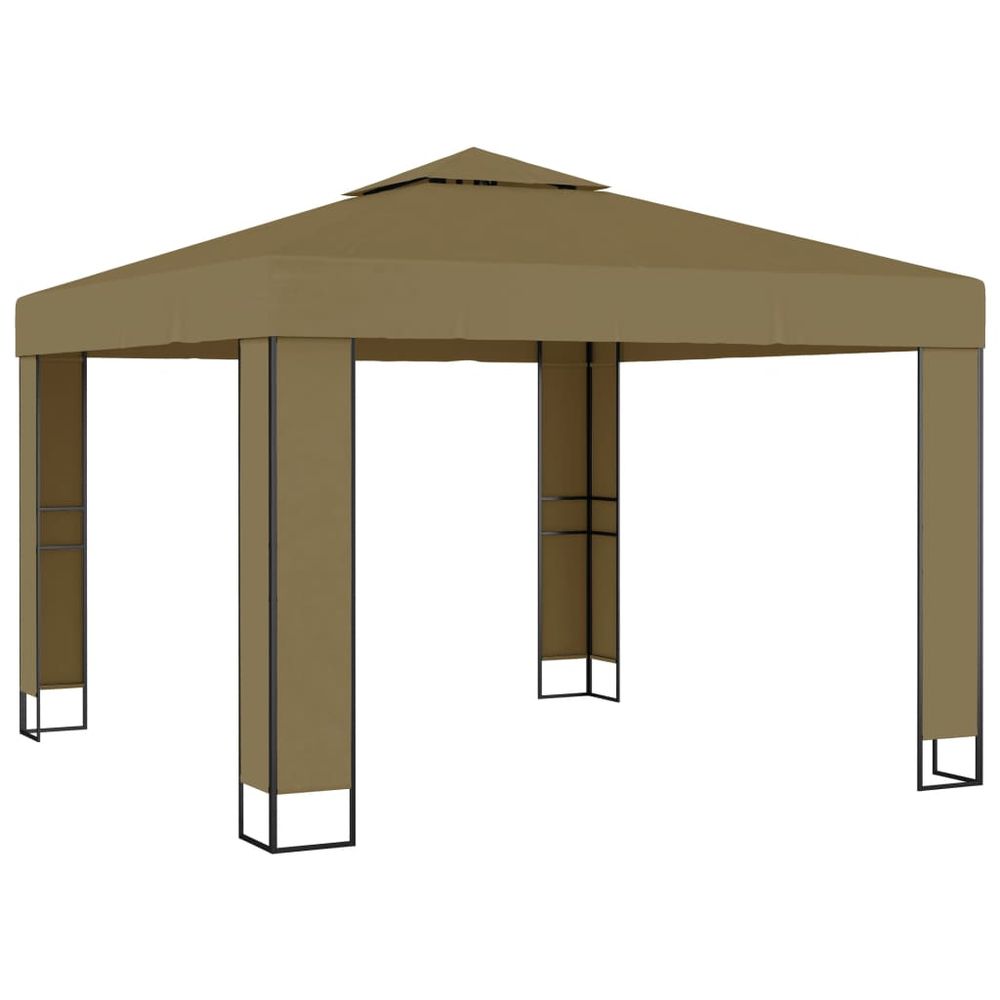 Gazebo with Double Roof 3x3 m White - anydaydirect