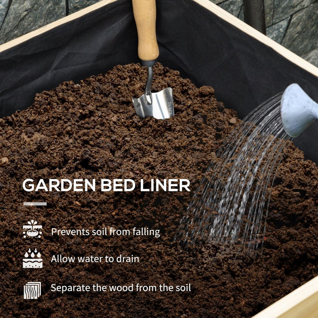 Outsunny Wooden Raised Planter, Garden Bed with Greenhouse Cover and Bed Liner - anydaydirect