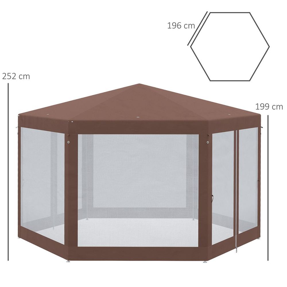 Hexagonal Garden Gazebo Party Tent Patio Marquee Canopy - anydaydirect