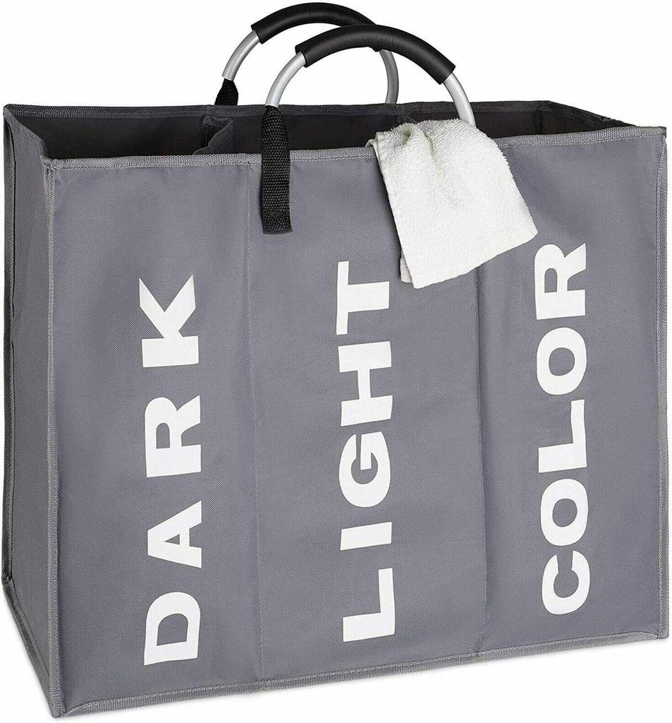 3 Compartment Laundry bag DARK GREY - anydaydirect