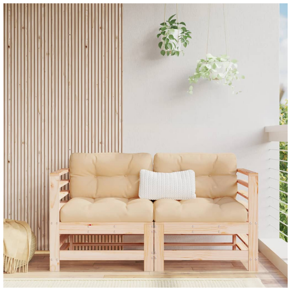vidaXL Corner Sofas with Cushions 2 pcs Solid Wood Pine - anydaydirect