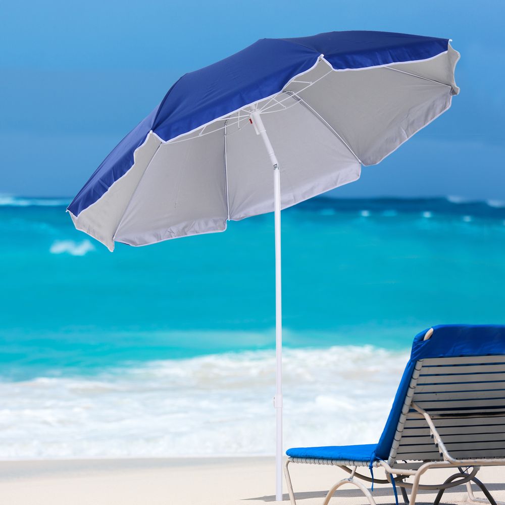 arc1.7m Outdoor Beach Umbrella Parosol Tilt Sun Shelter w/  Bag Blue Outsunny - anydaydirect
