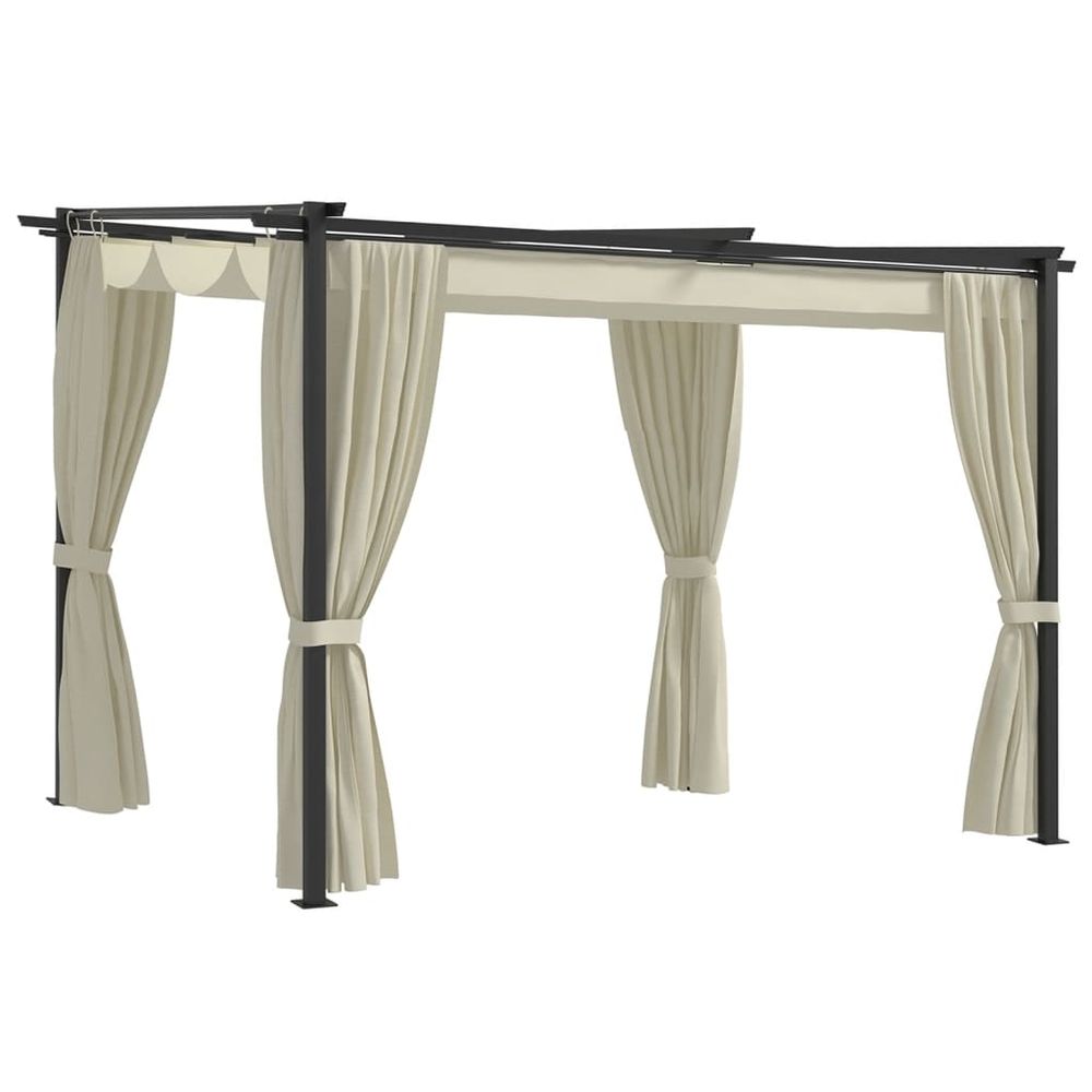 Gazebo with Curtains 3x3 m Cream Steel - anydaydirect