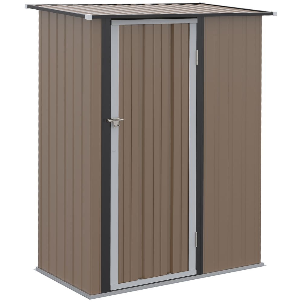 Outdoor Storage Shed Steel Garden Shed with Lockable Door Brown - anydaydirect