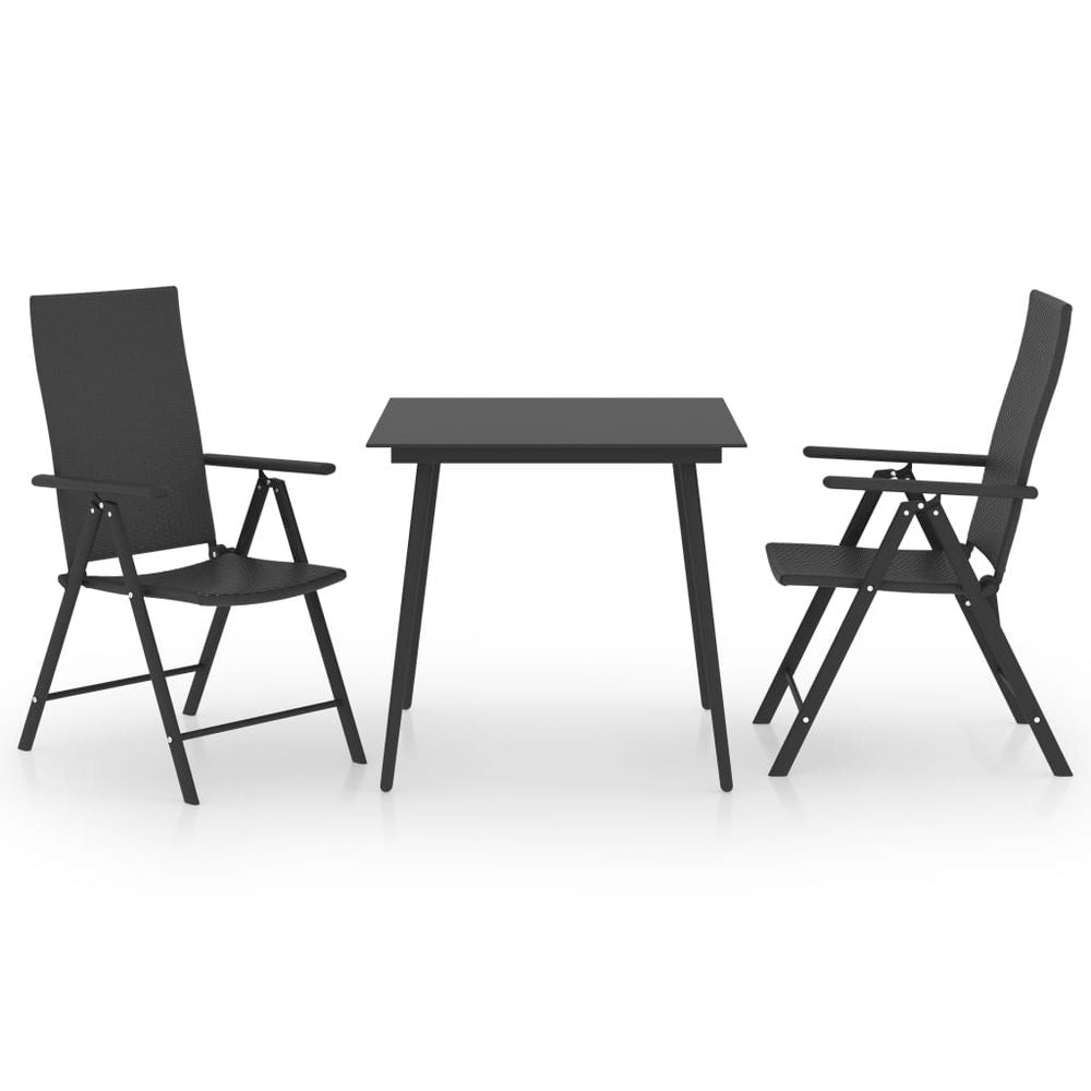 3 Piece Garden Dining Set Black - anydaydirect