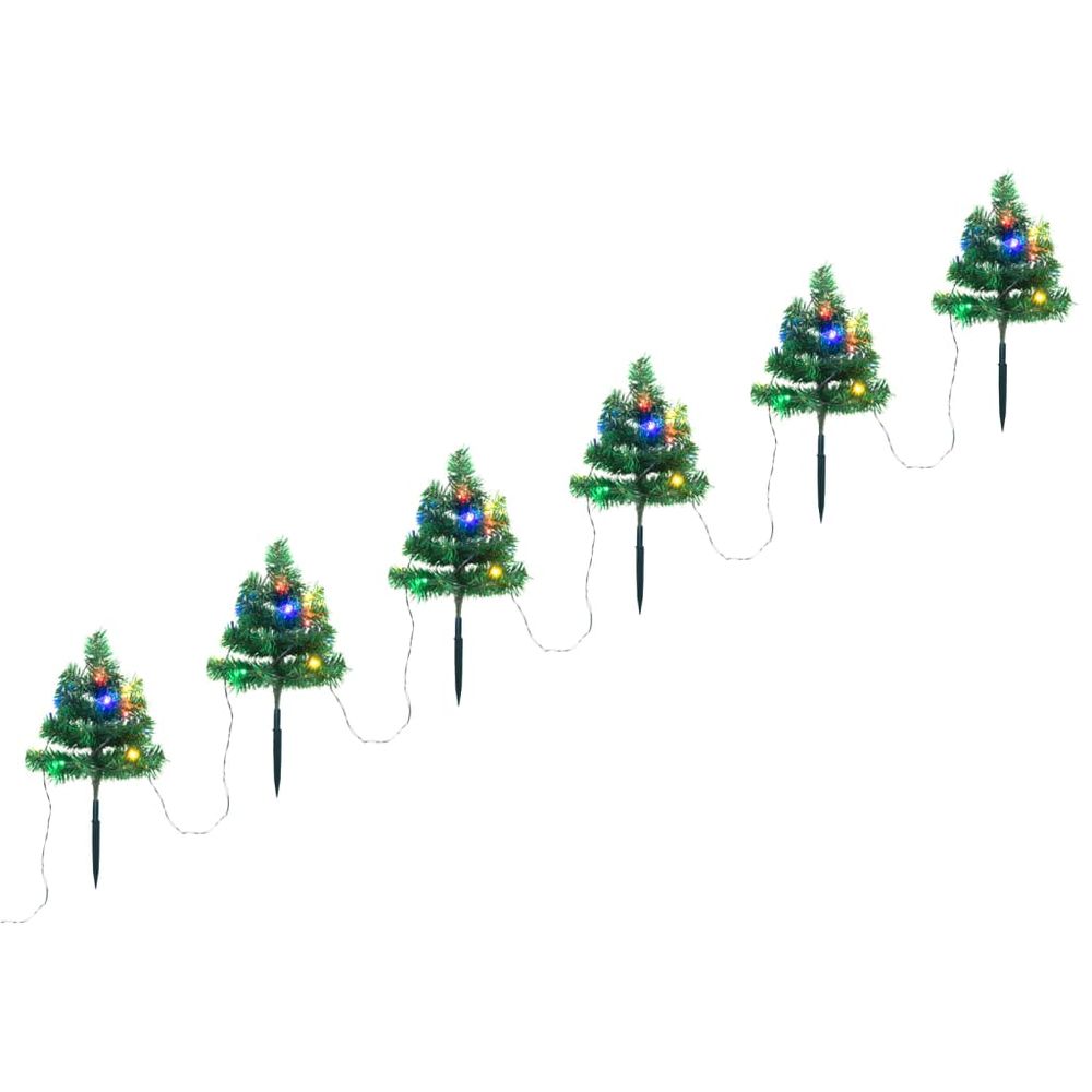 Christmas Pathway Trees 6 pcs with Warm White LEDs 45 cm PVC - anydaydirect