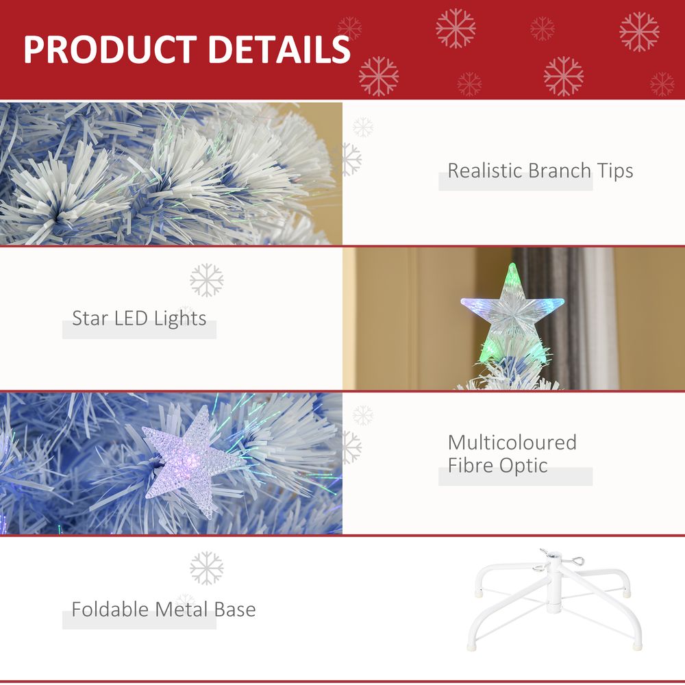 Artificial Fibre Christmas Tree Seasonal Deco 16 LED Easy Store 4FT White Blue - anydaydirect