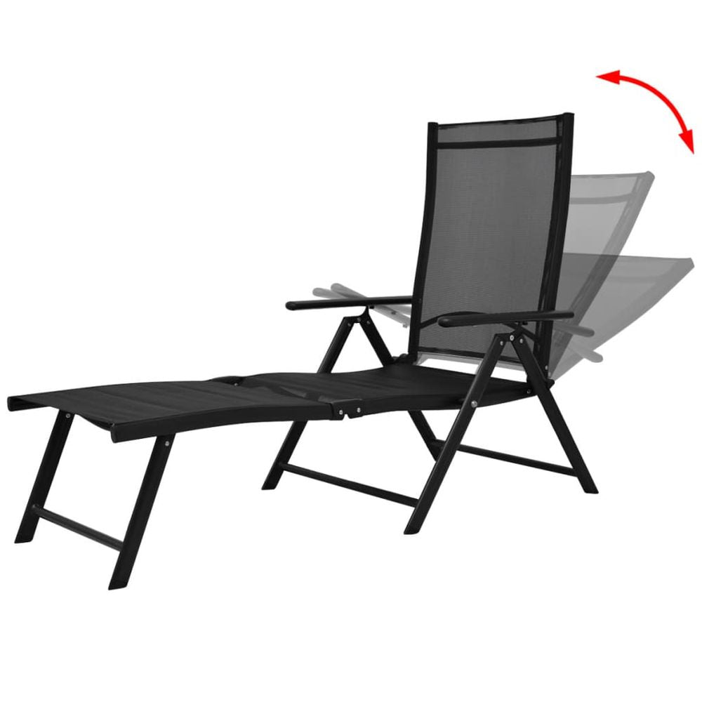 Folding Sun Lounger Aluminium Black - anydaydirect