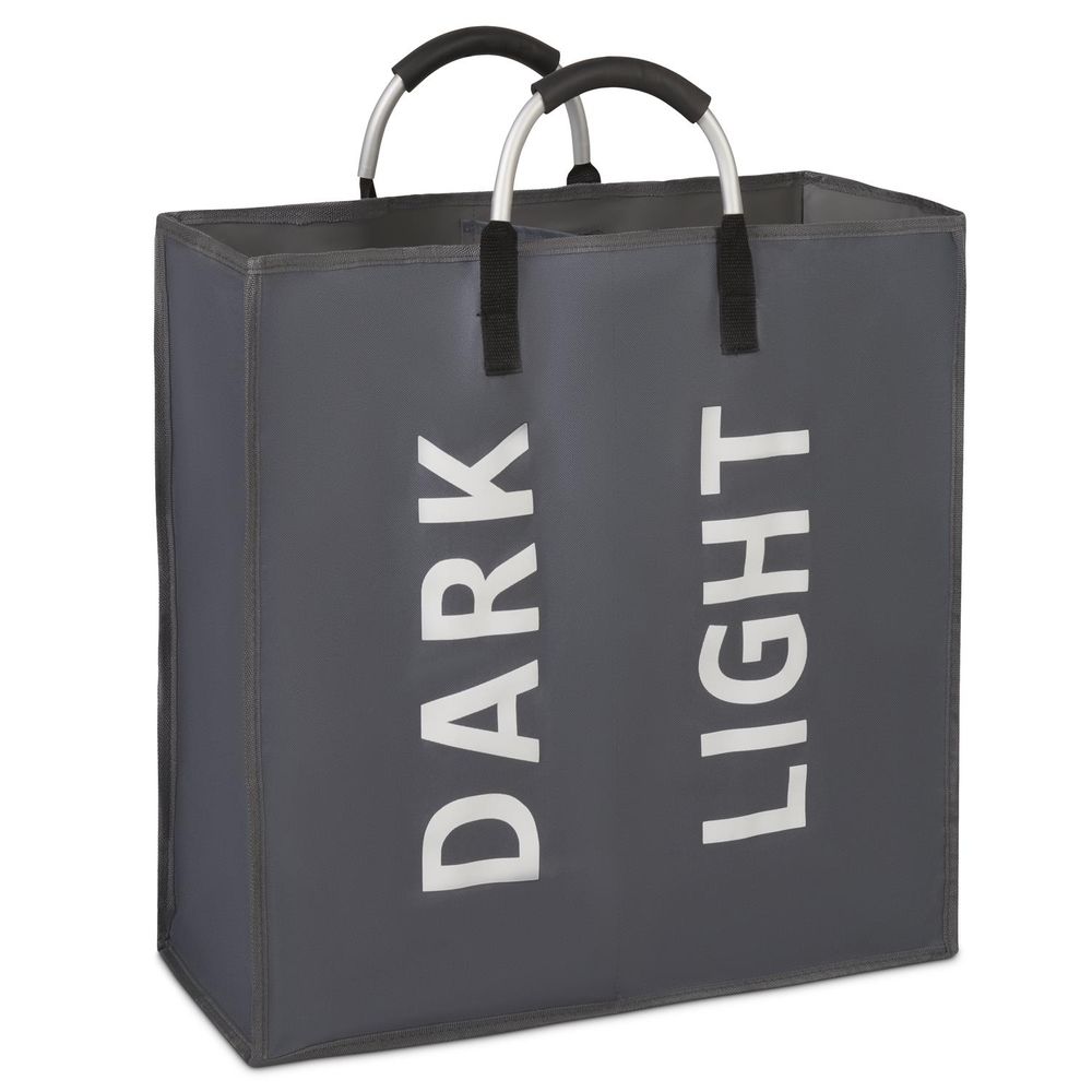 Single, Double , Triple Collapsible Washing Laundry Basket Bag Bedroom Fabric Dark Grey - anydaydirect