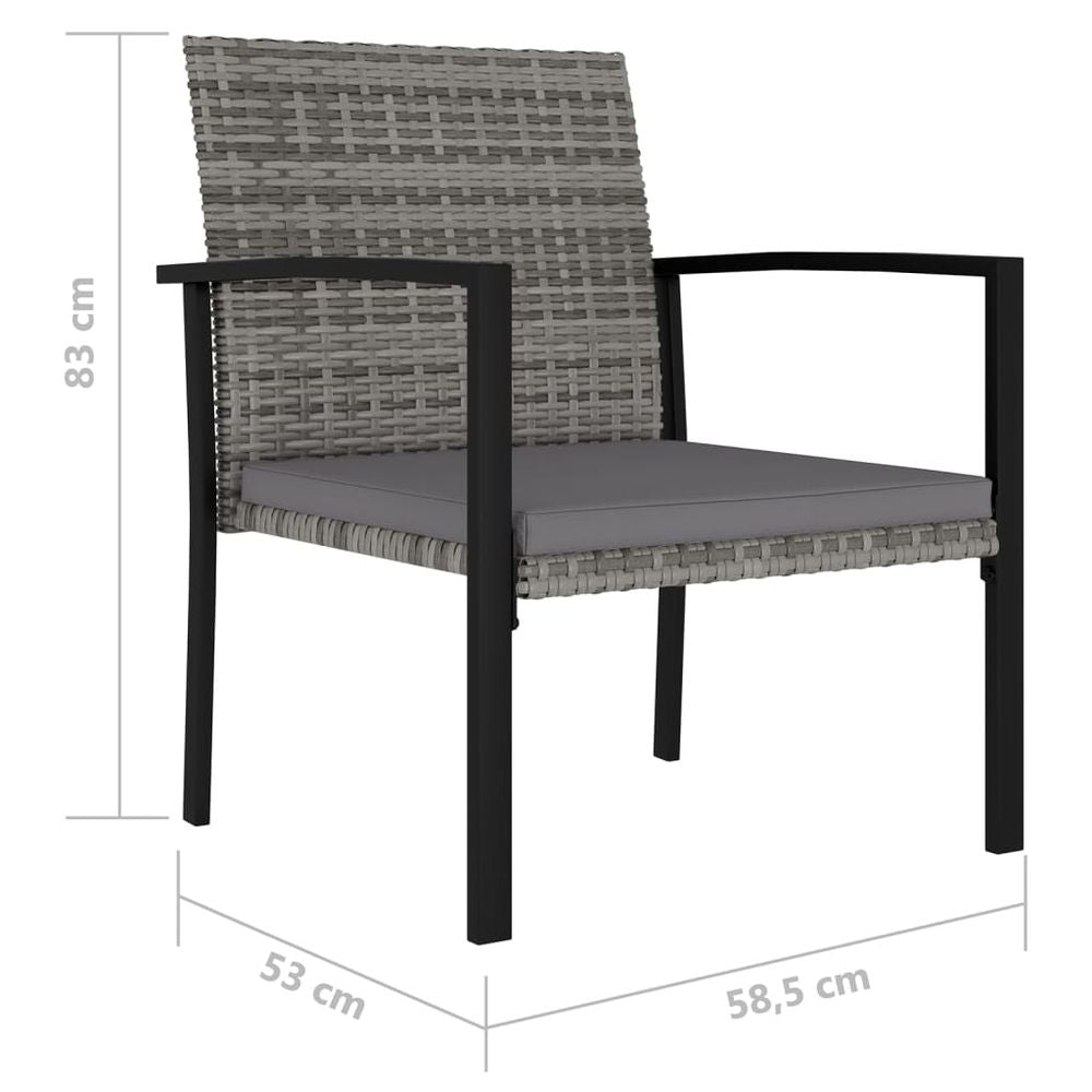 Garden Dining Chairs 2 pcs Poly Rattan Grey - anydaydirect