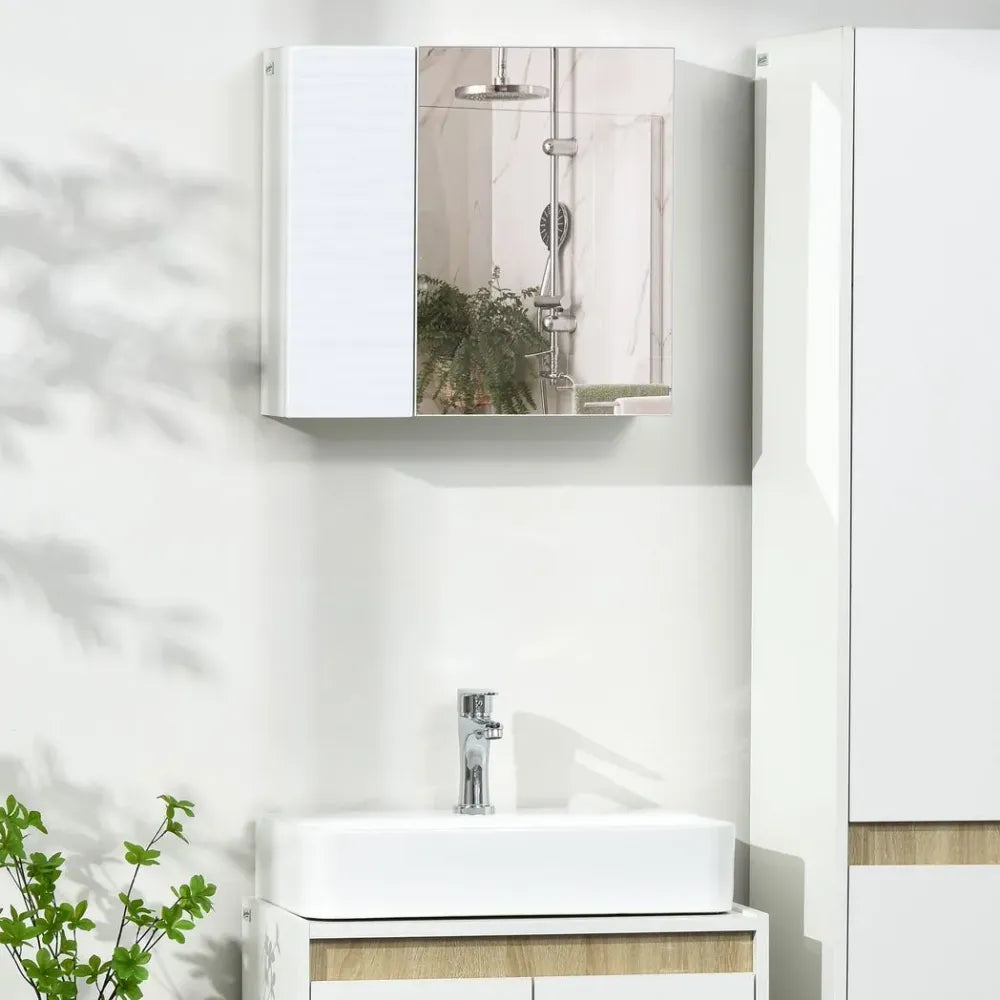 Bathroom Mirror Cabinet Wall Mount Storage Organizer w/ Adjustable Shelf White - anydaydirect