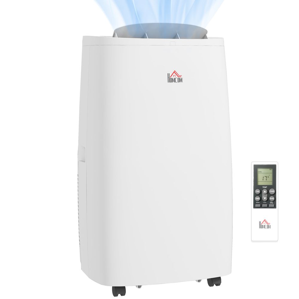 HOMCOM 14,000 BTU Mobile Air Conditioner with WiFi Smart App, 35m�, White - anydaydirect