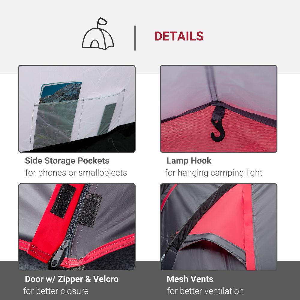 3 Man Camping Tent w/ 2 Rooms Porch Vents Rainfly Weather-Resistant Outsunny - anydaydirect