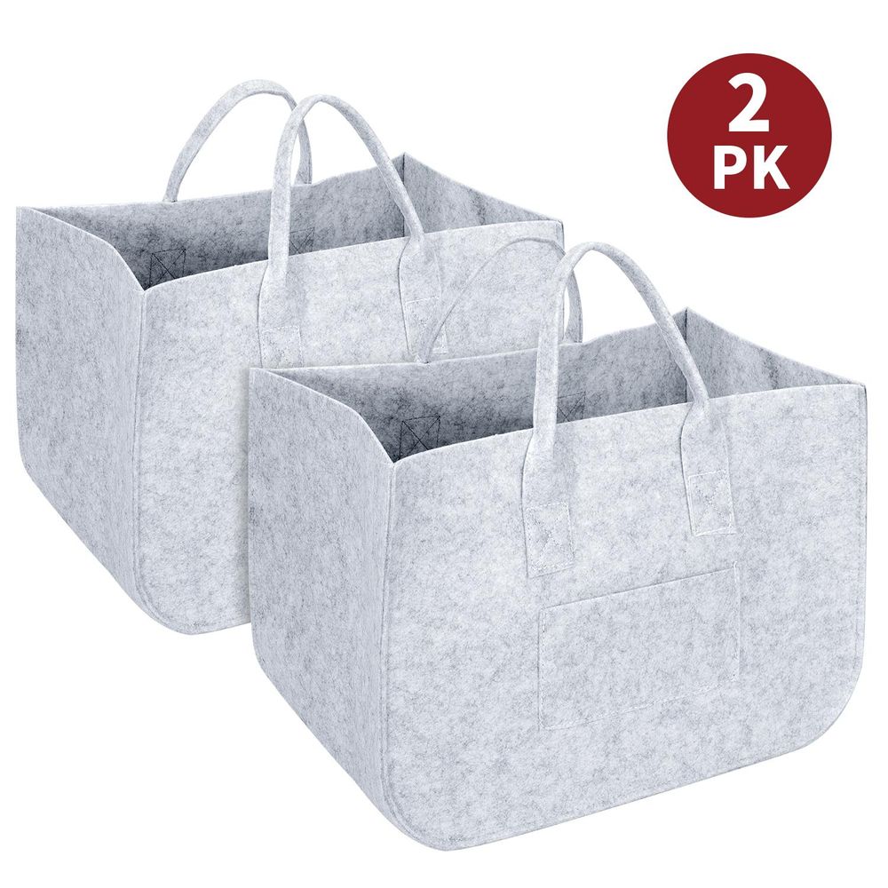 2pk Storage Baskets Light Grey Strong Handles - anydaydirect