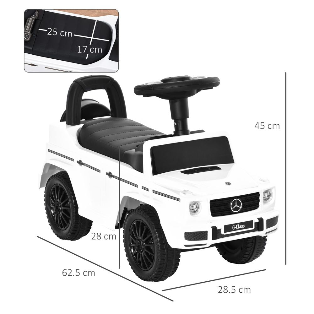 HOMCOM Benz G350 Kids Ride on Sliding Car w/ Under Seat Storage No Power White - anydaydirect