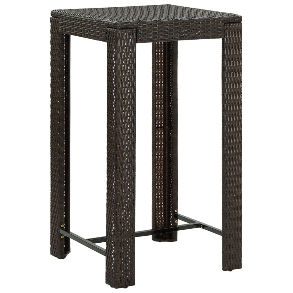 Garden Bar Table Brown 60.5x60.5x110.5 cm Poly Rattan - anydaydirect