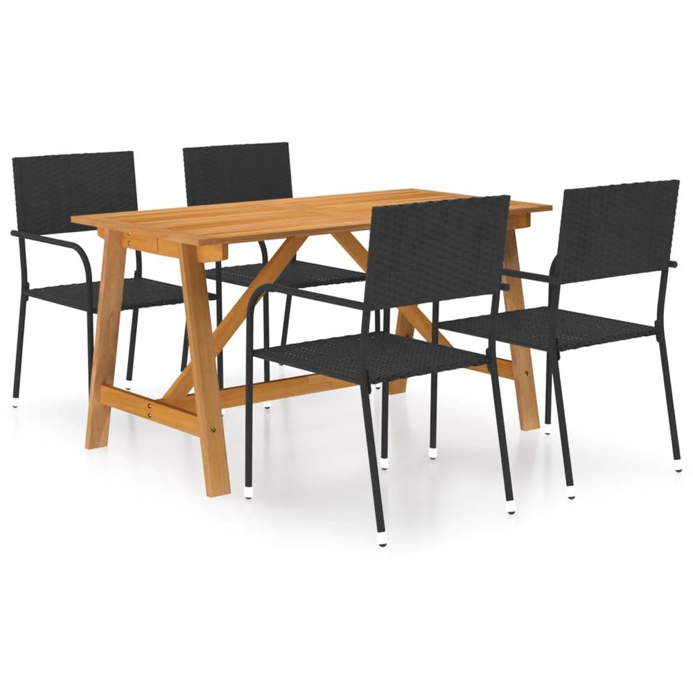 5 Piece Garden Dining Set Black - anydaydirect