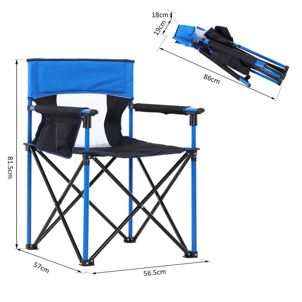 Outdoor Folding Fishing Camping Chair w/Cup Holder,Pocket,Backrest Blue - anydaydirect