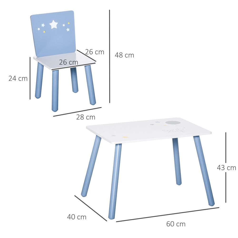 3 Pcs Kids Table & Chairs Dining Set Wood Legs Safe Corners Seating HOMCOM - anydaydirect