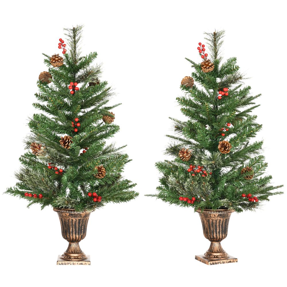 2 Piece 3' Artificial Christmas Tree for Doorway, Porch with Decor HOMCOM - anydaydirect