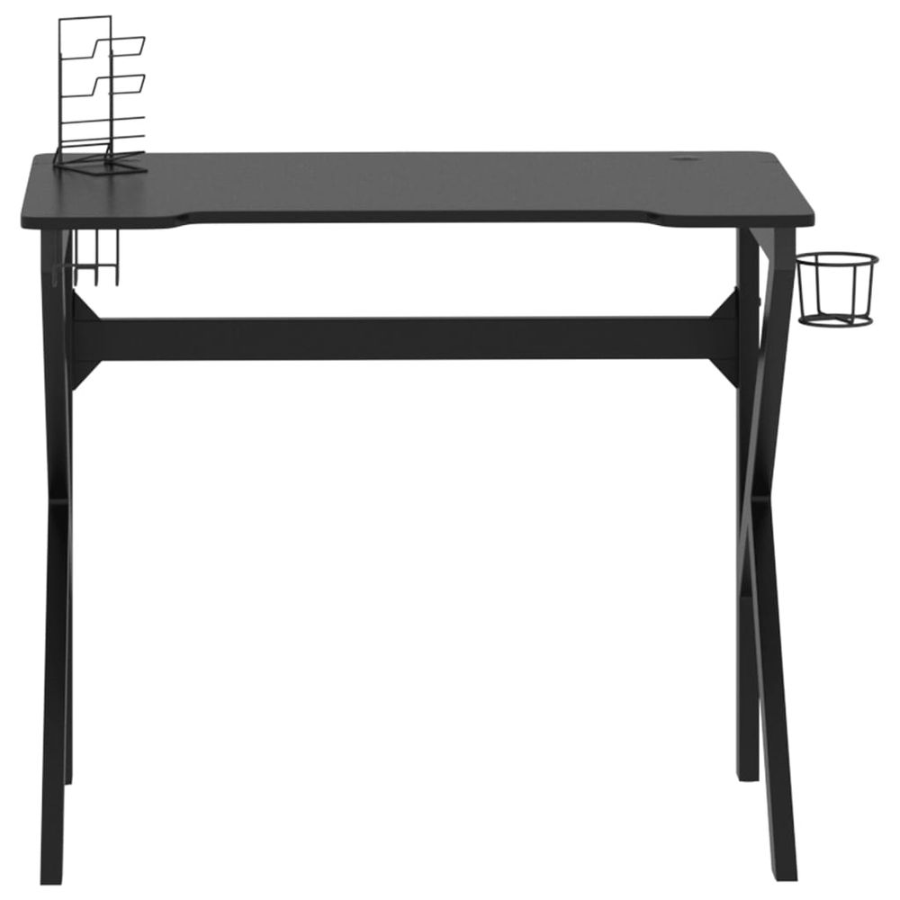 Gaming Desk with K Shape Legs Black 90x60x75 cm - anydaydirect