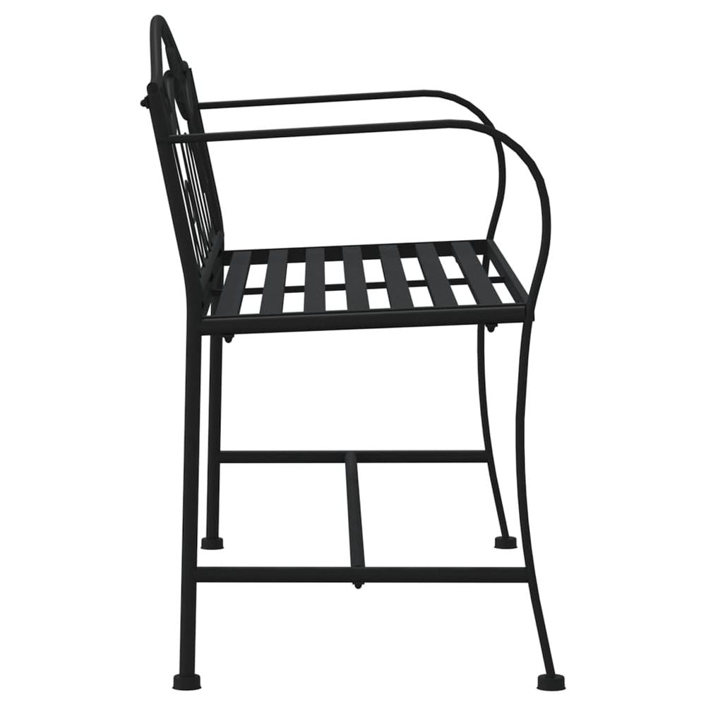 2-Seater Garden Bench 104 cm Black Steel - anydaydirect