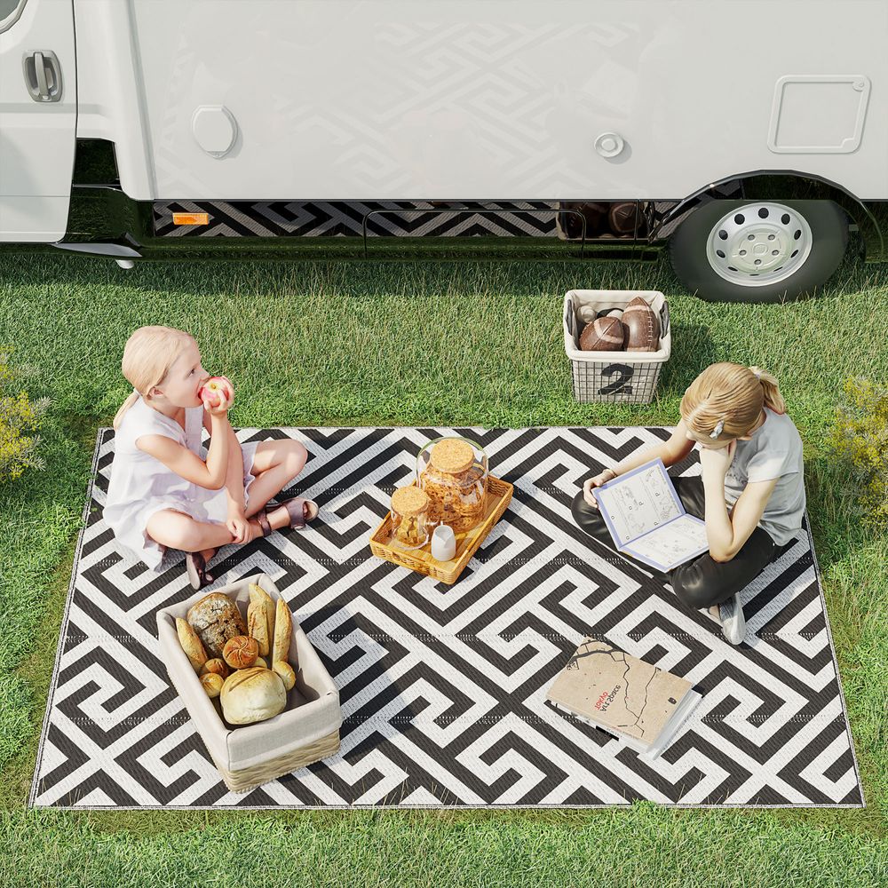 121x182cm Reversible Outdoor Rug Portable Plastic Straw RV  Outsunny - anydaydirect