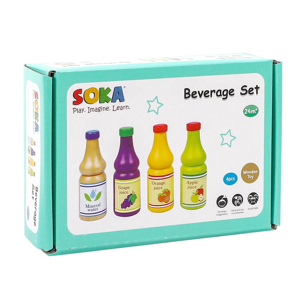 SOKA Wooden Pretend Play Kitchen Beverage Drinks Set Activity Toy Playset 2+ - anydaydirect
