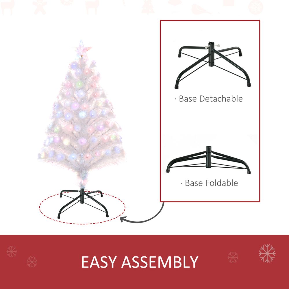 3FT Pre-Lit Artificial Christmas Tree w/ Fibre Optic LED Lights Xmas White - anydaydirect