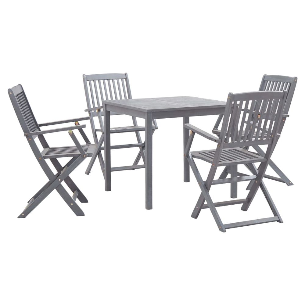 5 Piece Garden Dining Set Solid Acacia Wood Grey - anydaydirect