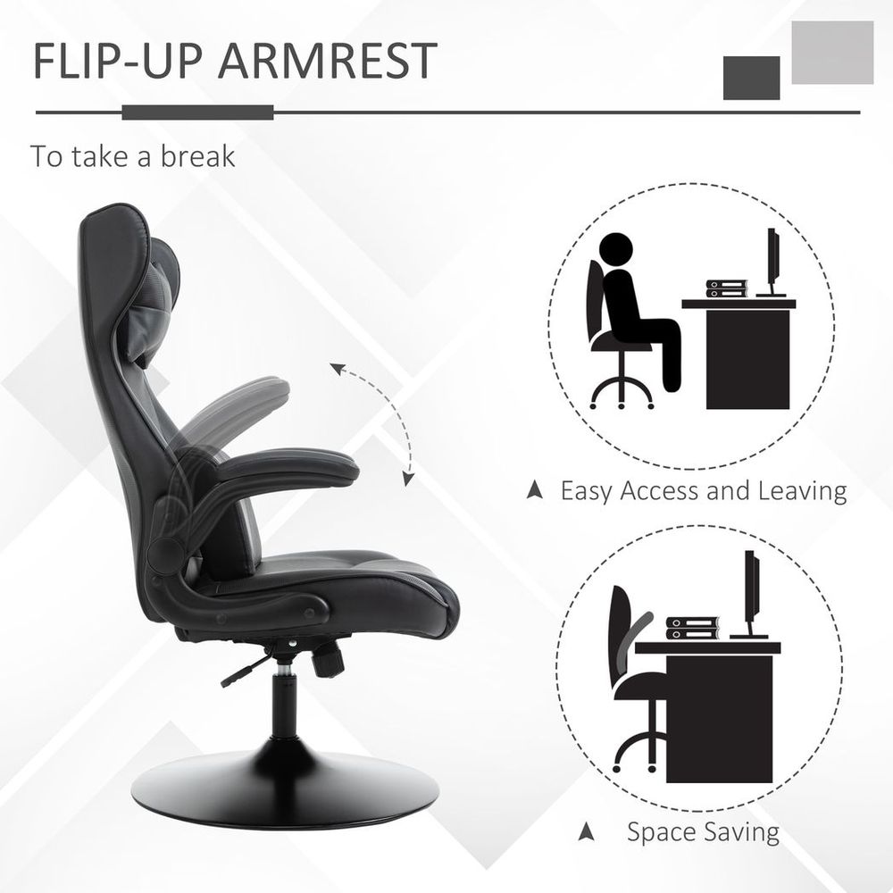 Vinsetto Gaming Chair Home Office Chair w/ Swivel Pedestal Base Lumbar Support - anydaydirect