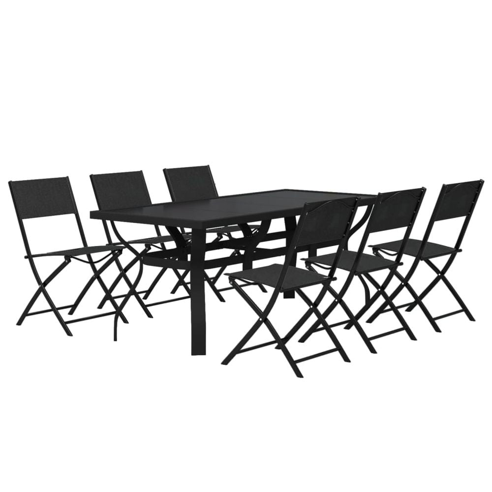 7 Piece Garden Dining Set Grey and Black - anydaydirect