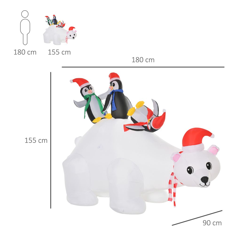 5ft Outdoor Christmas Inflatable with LED Ligh Polar Bear Three Penguins Garden - anydaydirect