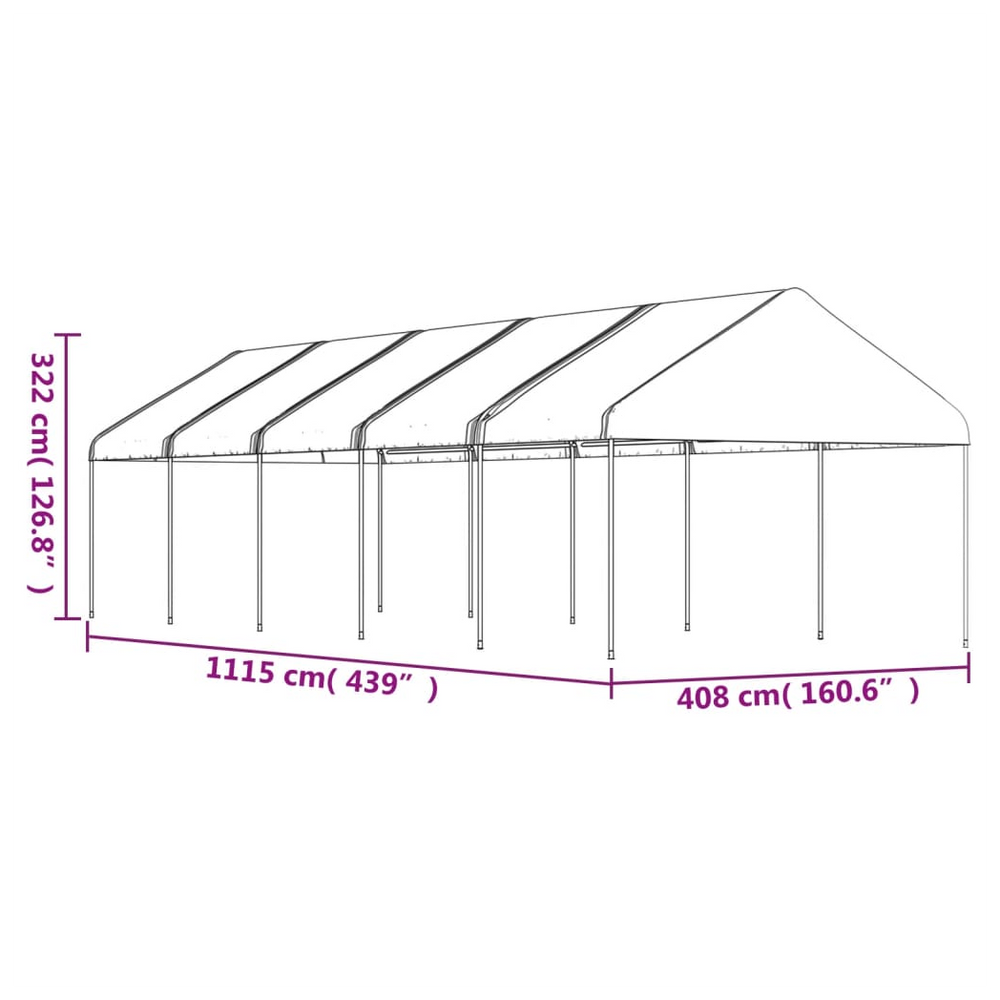 vidaXL Gazebo with Roof White 11.15x4.08x3.22 m Polyethylene - anydaydirect