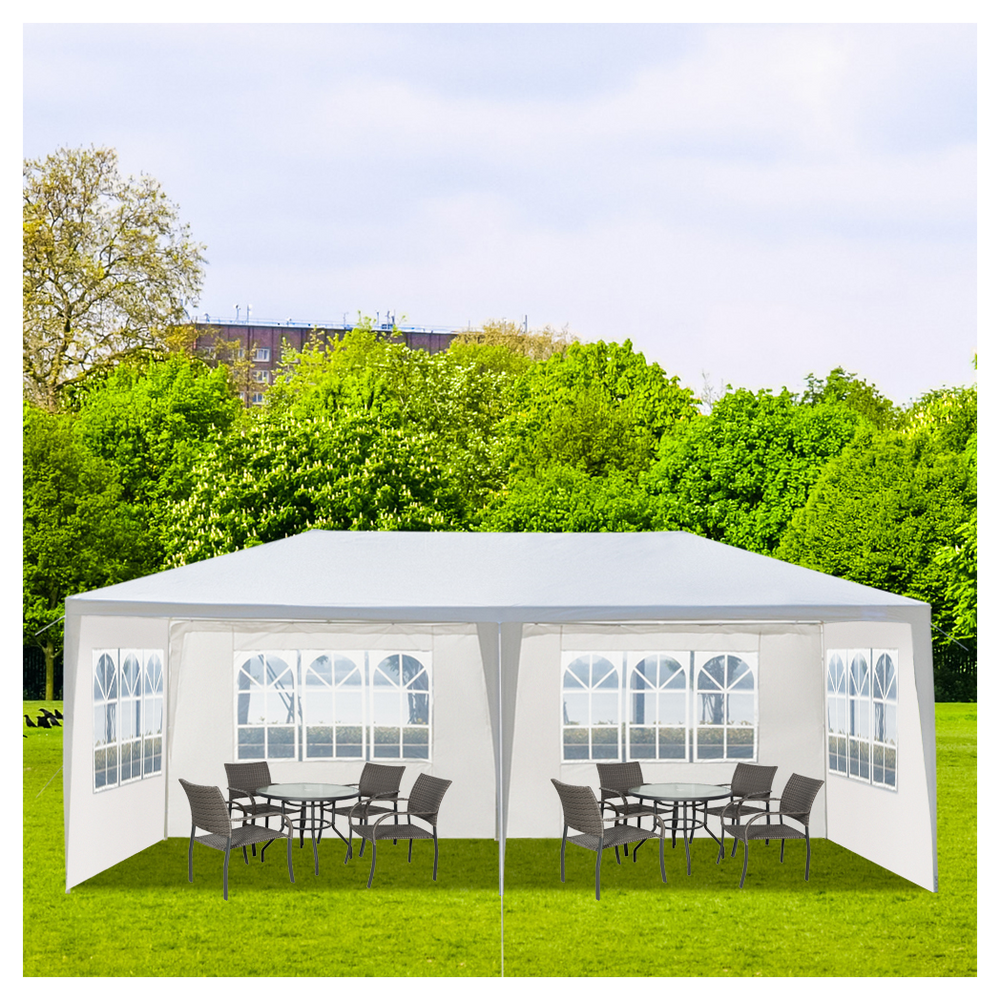 10'X20' Outdoor Party Tent with 4 Removable Sidewalls, Waterproof Canopy Patio Wedding Gazebo, White - anydaydirect