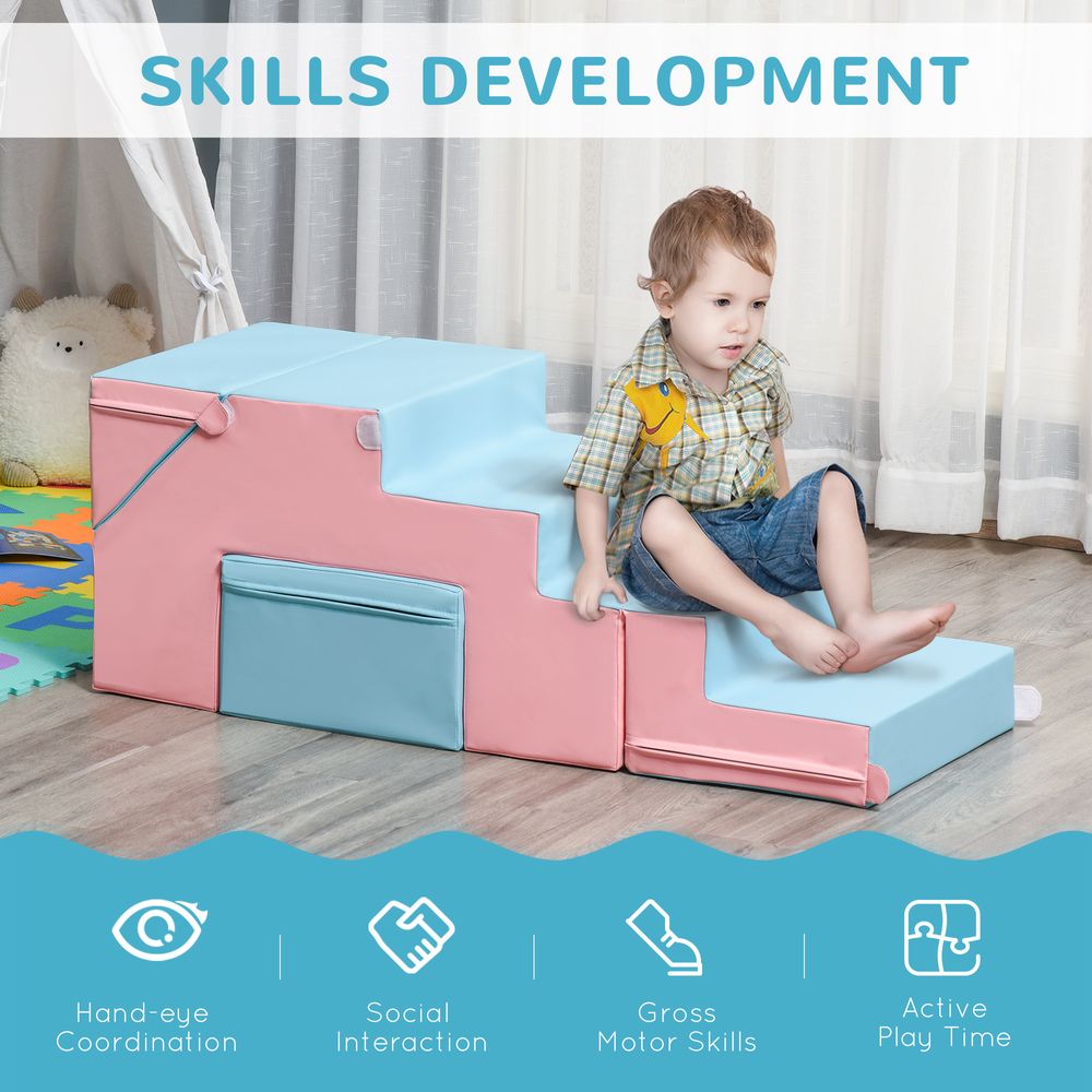 2-piece Soft Play Set Baby Foam Climber Block Toy Toddler 1-3 Years HOMCOM - anydaydirect