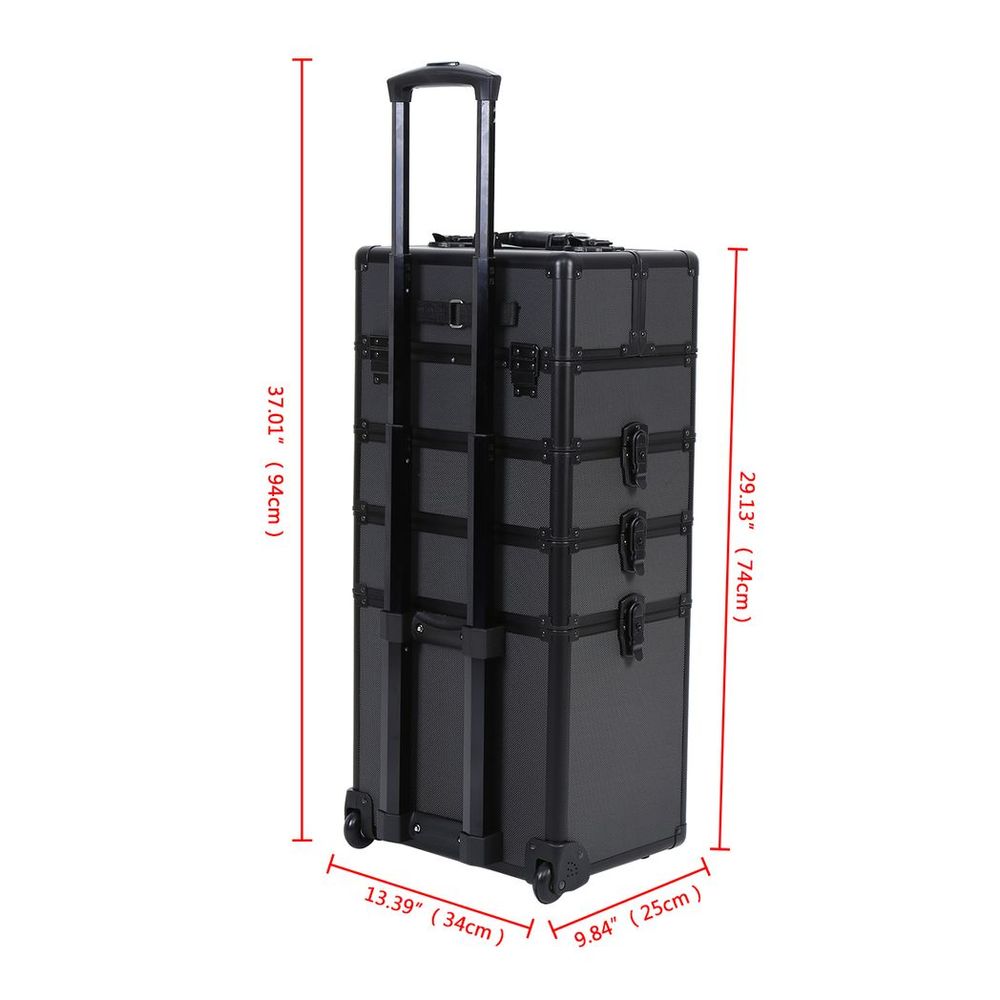 4 in1 Rolling Cosmetic Cases Makeup Trolley Aluminum Beauty Cosmetic Case - anydaydirect