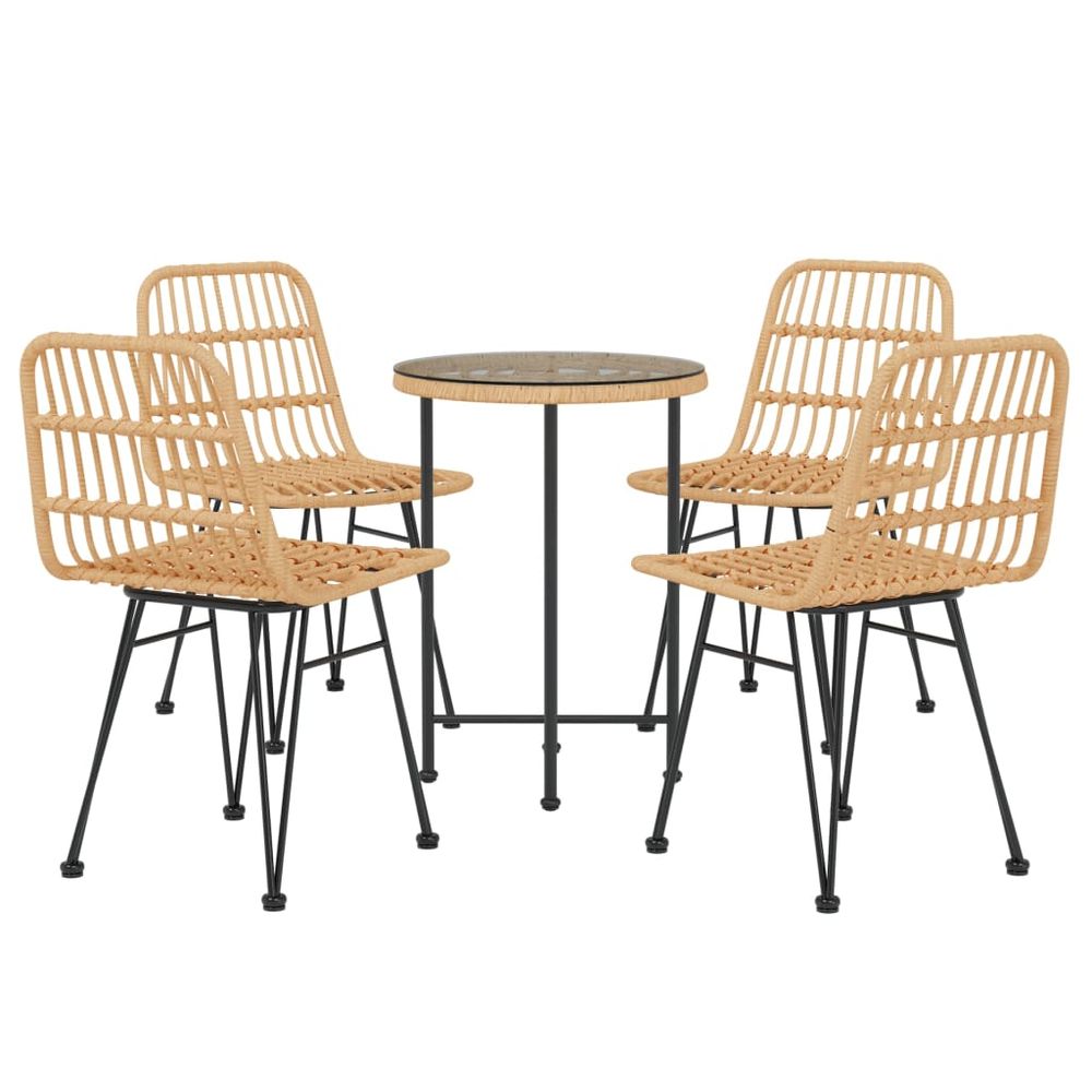 5 Piece Garden Dining Set Poly Rattan - anydaydirect