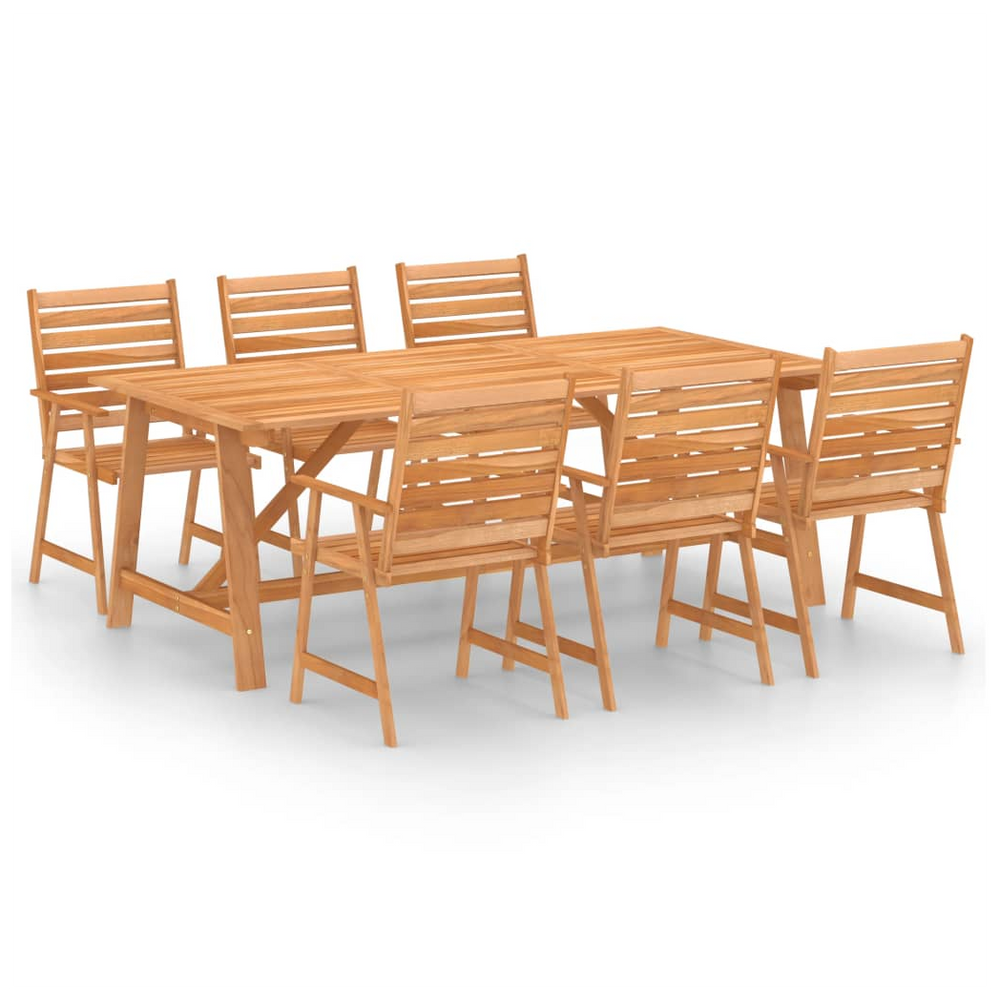 7 Piece Garden Dining Set Solid Acacia Wood - anydaydirect