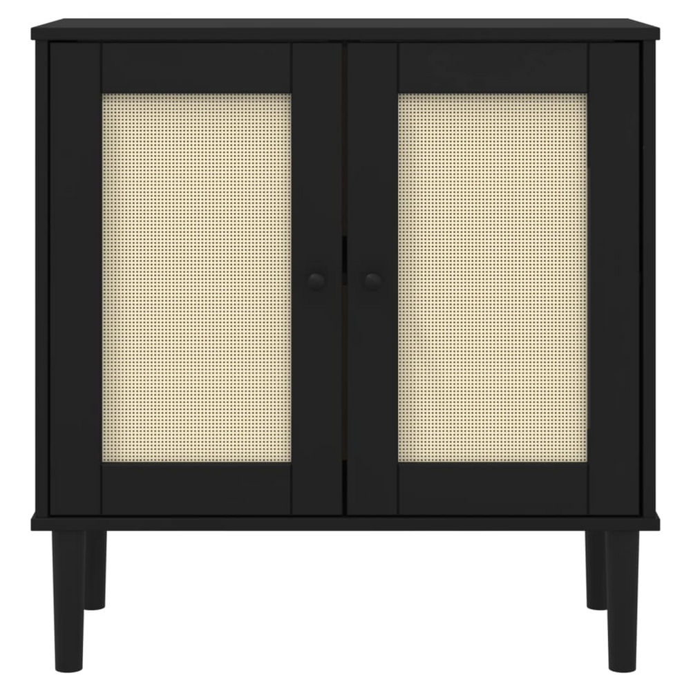 vidaXL Sideboard SENJA Rattan Look Black 80x35x80 cm Solid Wood Pine - anydaydirect