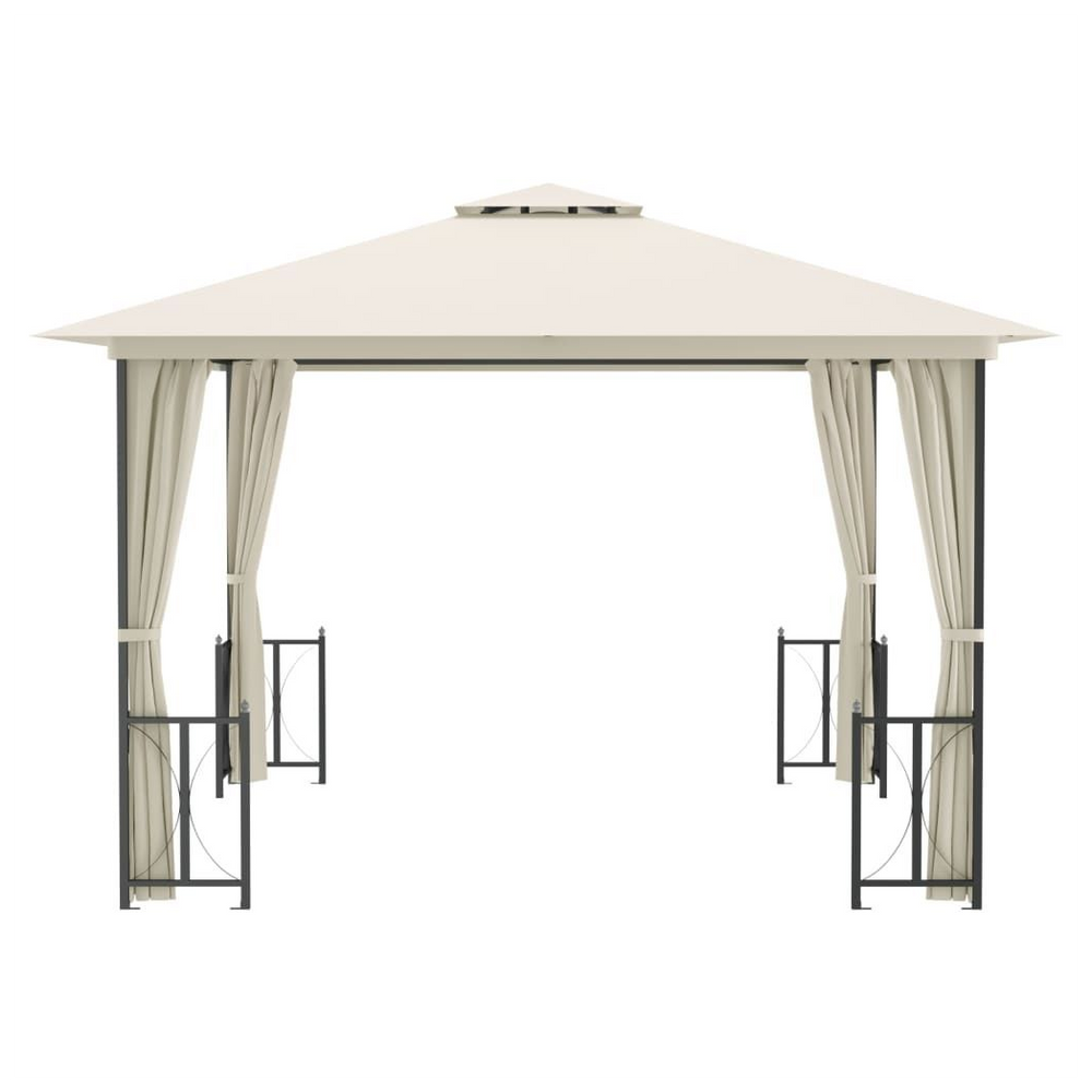 Gazebo with Sidewalls&Double Roofs 3x3 m Cream - anydaydirect